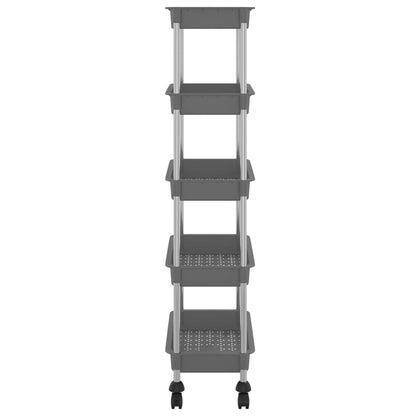 Berkfield 5-Tier Kitchen Trolley Grey 42x29x128 cm Iron and ABS