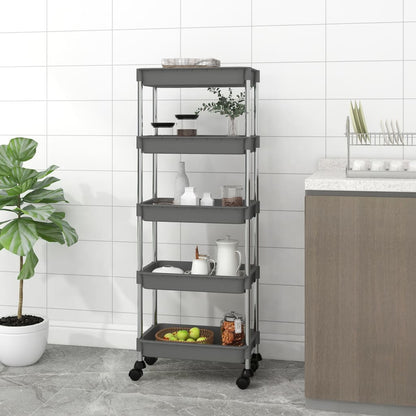 Berkfield 5-Tier Kitchen Trolley Grey 42x29x128 cm Iron and ABS