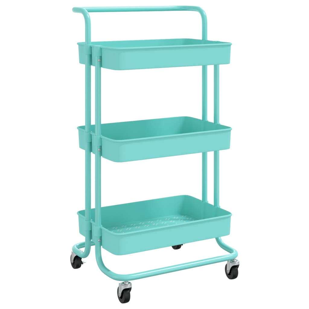 Berkfield 3-Tier Kitchen Trolley Turquoise 42x35x85 cm Iron and ABS