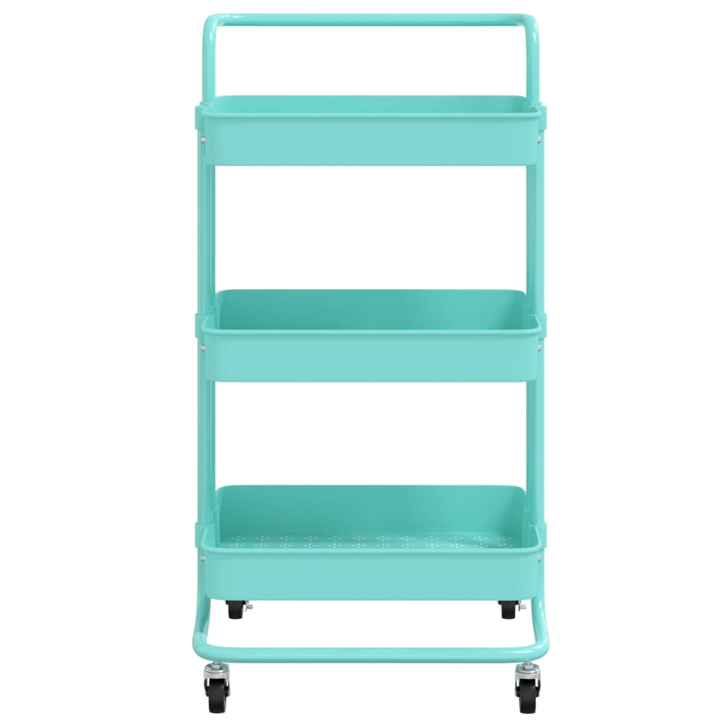 Berkfield 3-Tier Kitchen Trolley Turquoise 42x35x85 cm Iron and ABS