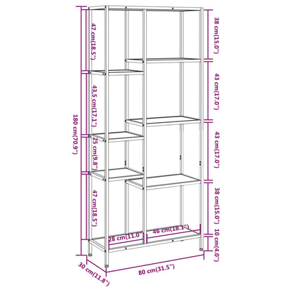 Berkfield Book Shelf 80x30x180 cm Steel and Engineered Wood