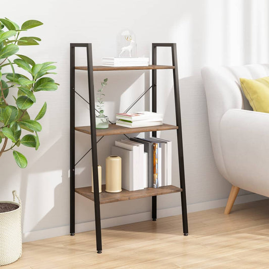 Berkfield 3-Tier Standing Shelf Dark Brown and Black 56x35x108 cm