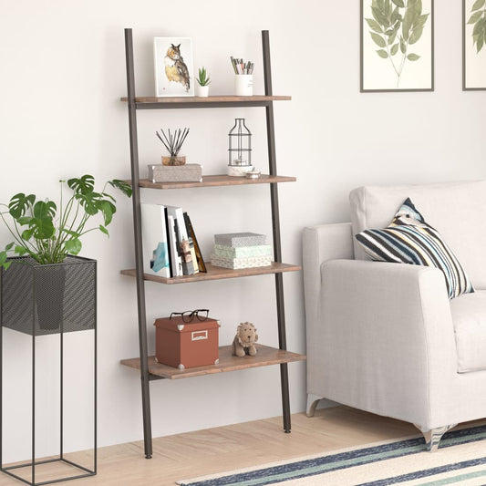 Berkfield 4-Tier Leaning Shelf Dark Brown and Black 64x34x150.5 cm