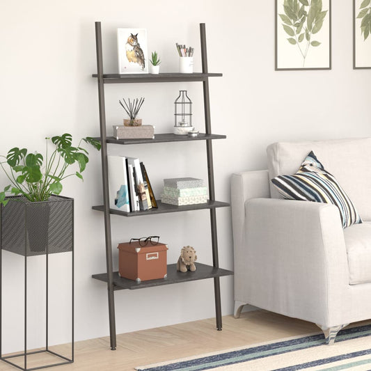 Berkfield 4-Tier Leaning Shelf Black 64x34x150.5 cm