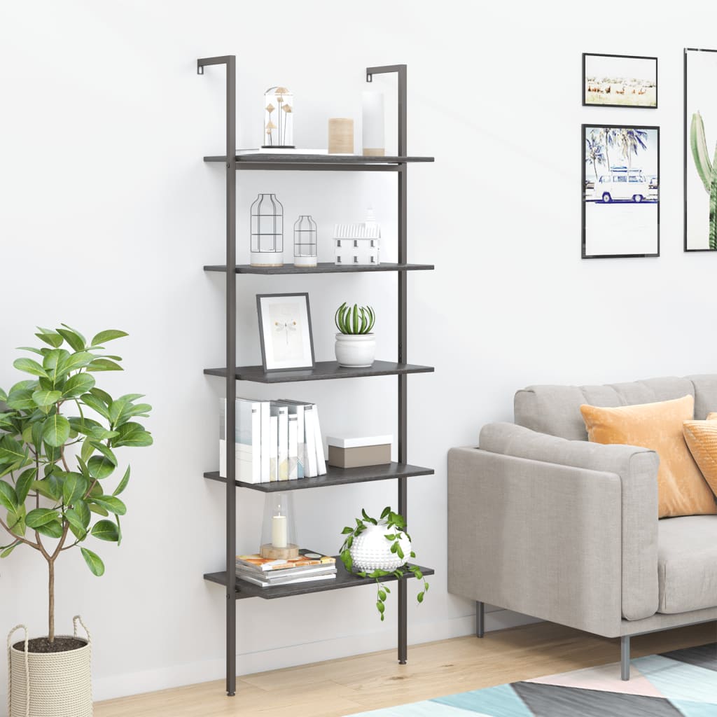 Berkfield 5-Tier Leaning Shelf Black 64x35x185 cm