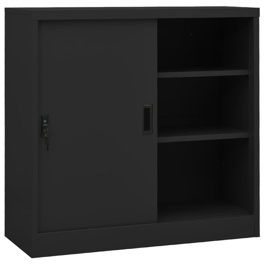 Berkfield Office Cabinet with Sliding Door Anthracite 90x40x90 cm Steel