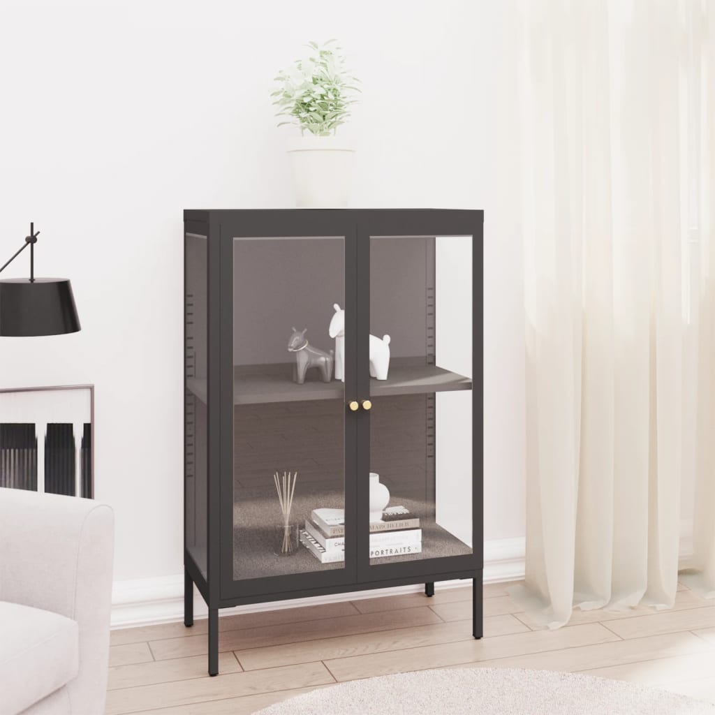 Berkfield Sideboard Anthracite 75x35x105 cm Steel and Glass