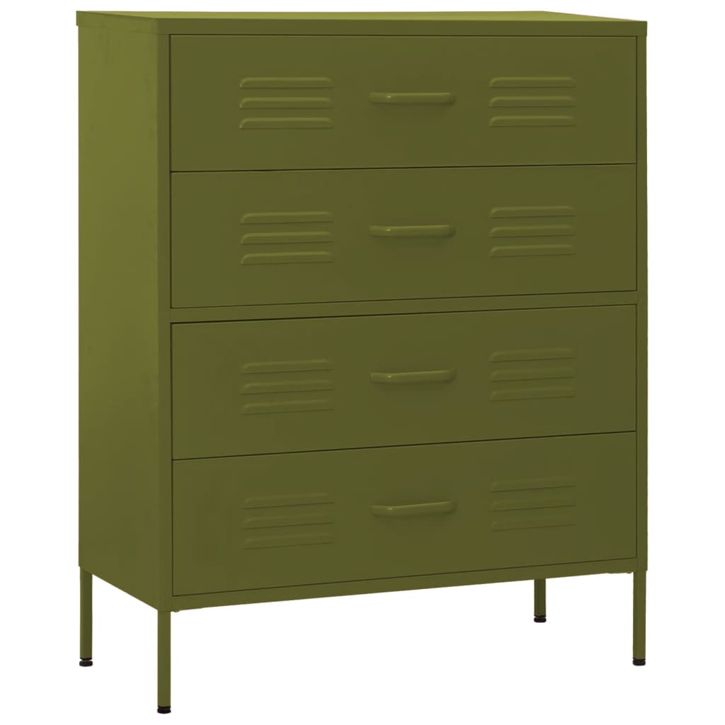 Berkfield Chest of Drawers Olive Green 80x35x101.5 cm Steel
