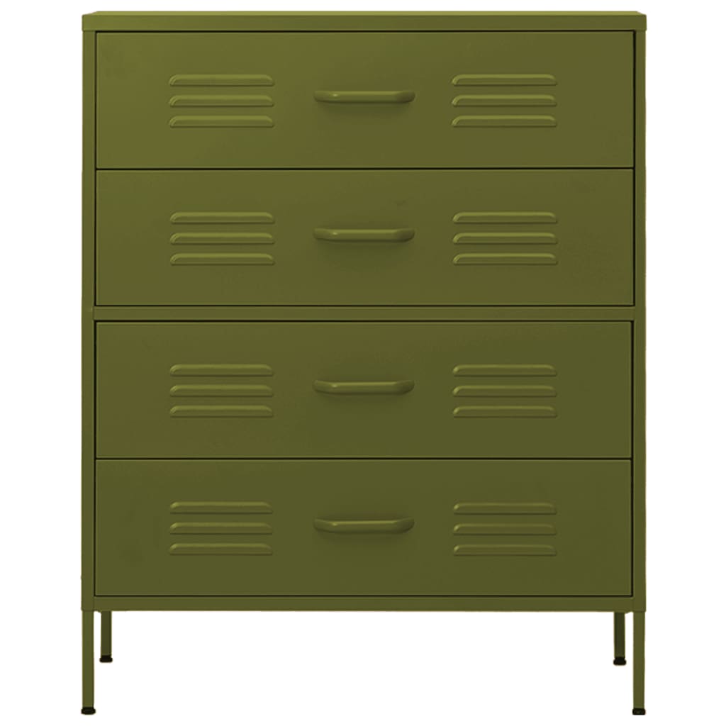 Berkfield Chest of Drawers Olive Green 80x35x101.5 cm Steel