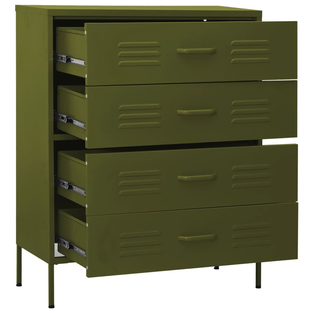 Berkfield Chest of Drawers Olive Green 80x35x101.5 cm Steel