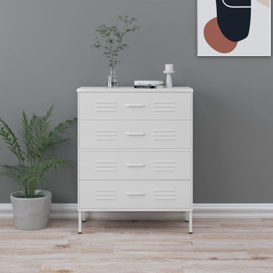 Berkfield Chest of Drawers White 80x35x101.5 cm Steel
