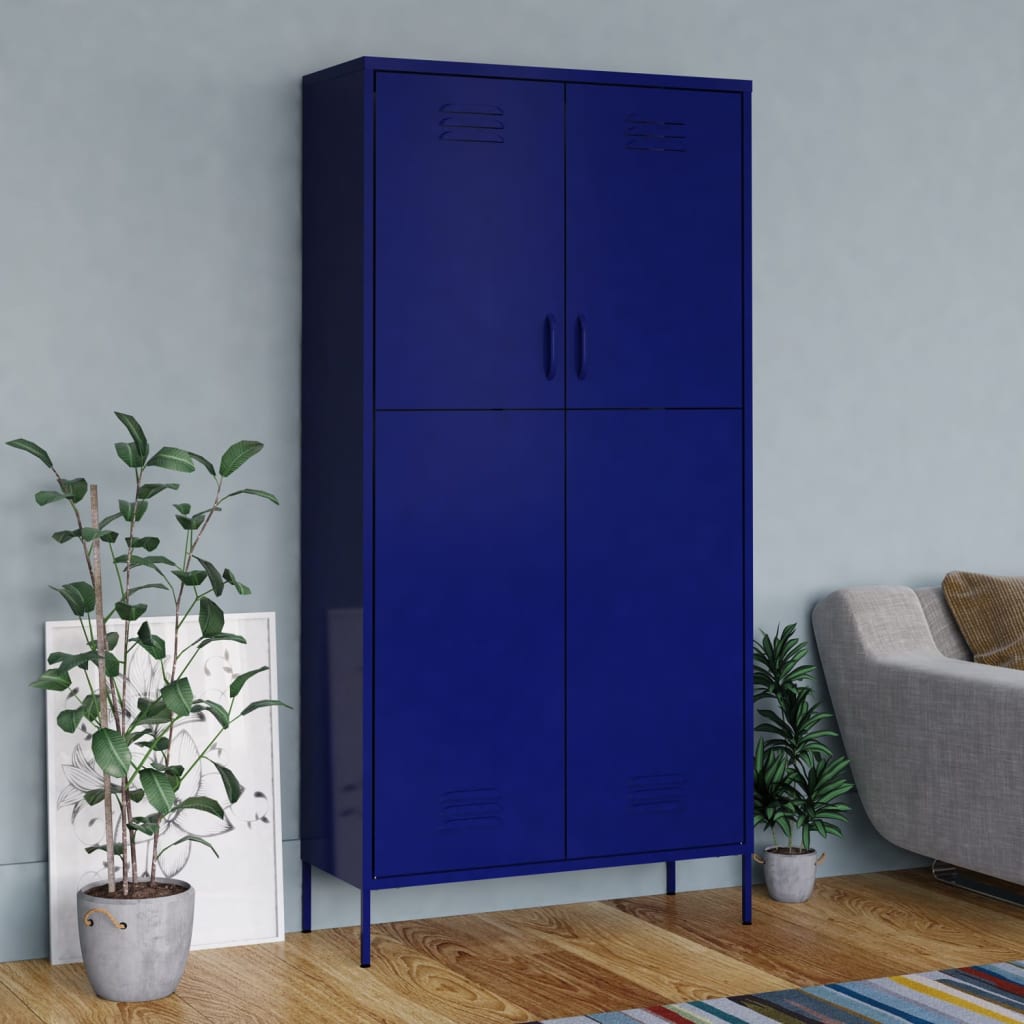 Berkfield Wardrobe Navy Blue 90x50x180 cm Steel