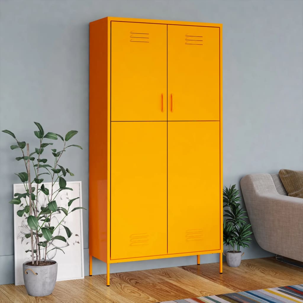 Berkfield Wardrobe Mustard Yellow 90x50x180 cm Steel