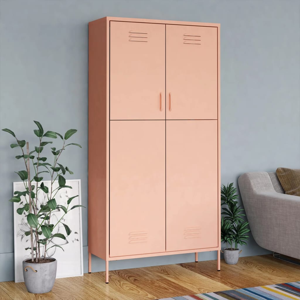 Berkfield Wardrobe Pink 90x50x180 cm Steel