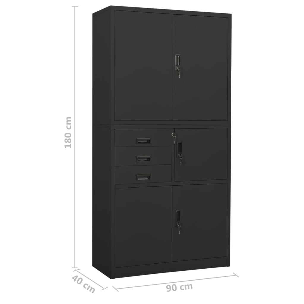Berkfield Office Cabinet Anthracite 90x40x180 cm Steel
