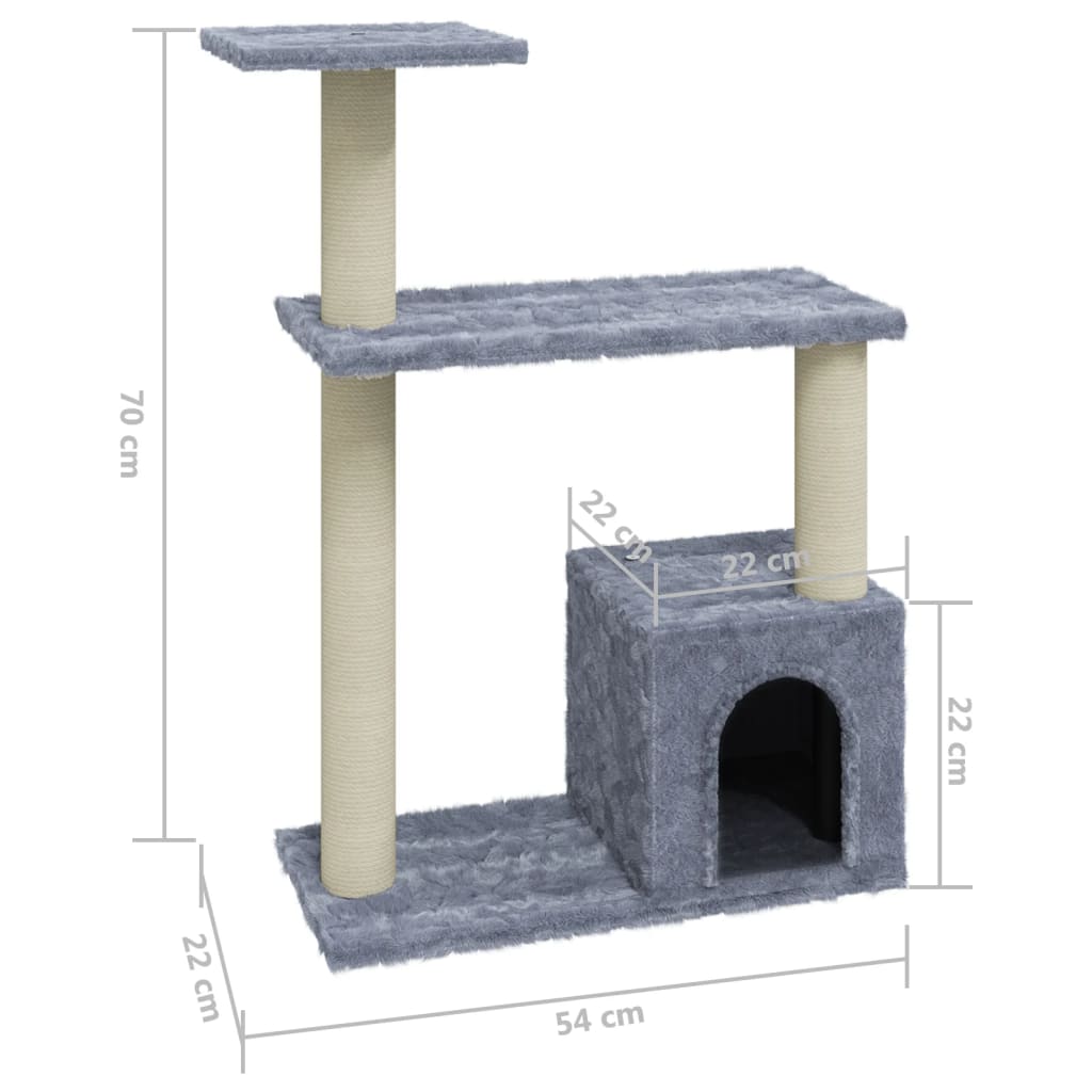 Berkfield Cat Tree with Sisal Scratching Posts Light Grey 70 cm