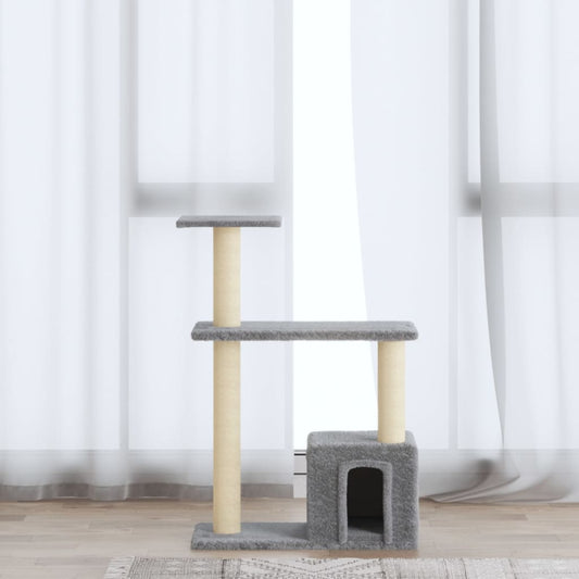 Berkfield Cat Tree with Sisal Scratching Posts Light Grey 70 cm
