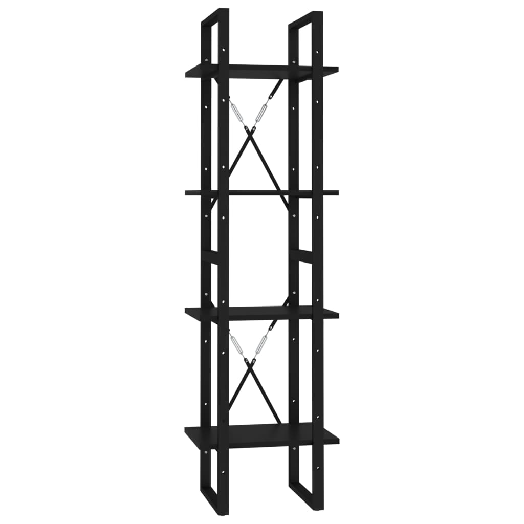 Berkfield 4-Tier Book Cabinet Black 40x30x140 cm Engineered Wood