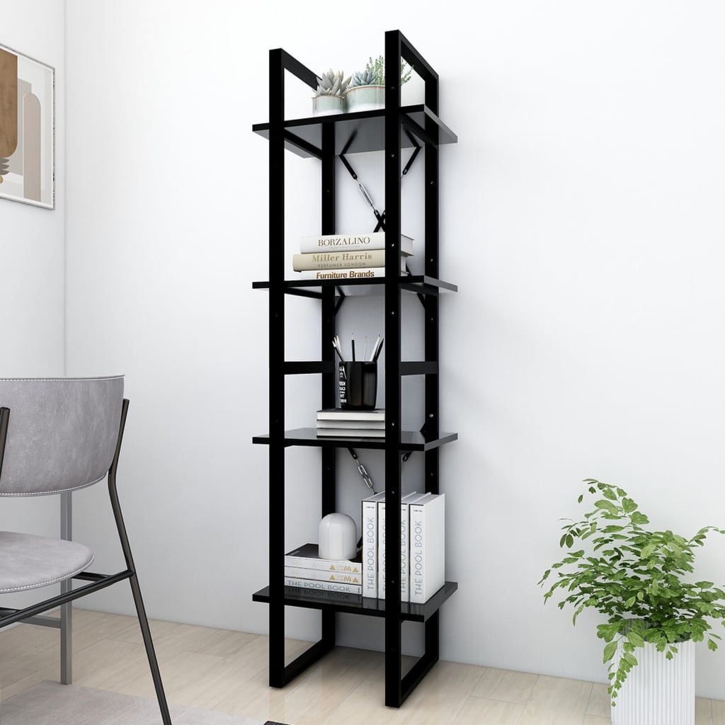 Berkfield 4-Tier Book Cabinet Black 40x30x140 cm Engineered Wood