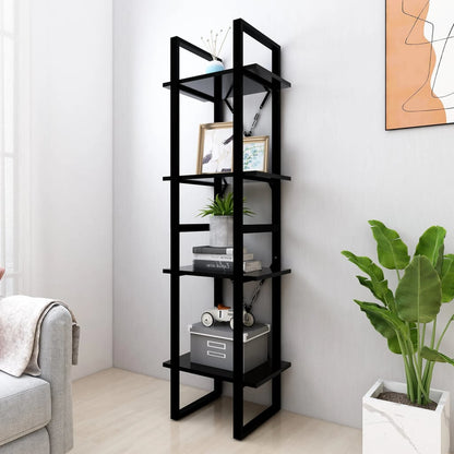 Berkfield 4-Tier Book Cabinet Black 40x30x140 cm Engineered Wood