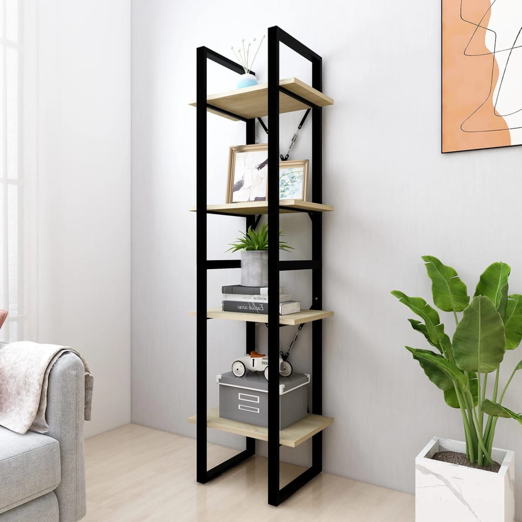Berkfield 4-Tier Book Cabinet Sonoma Oak 40x30x140 cm Engineered Wood