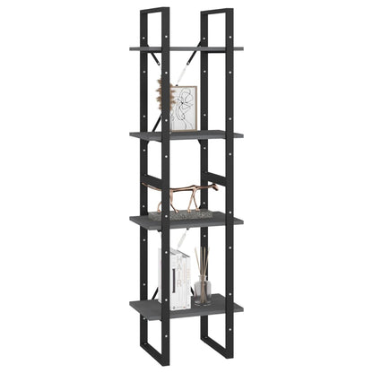 Berkfield 4-Tier Book Cabinet Grey 40x30x140 cm Solid Pine Wood