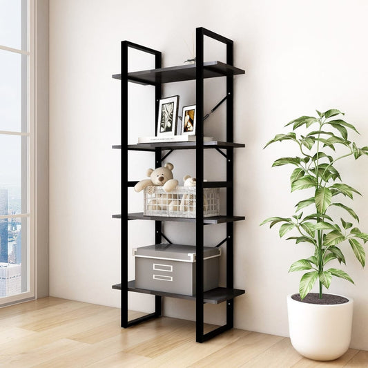 Berkfield 4-Tier Book Cabinet Black 60x30x140 cm Solid Pine Wood