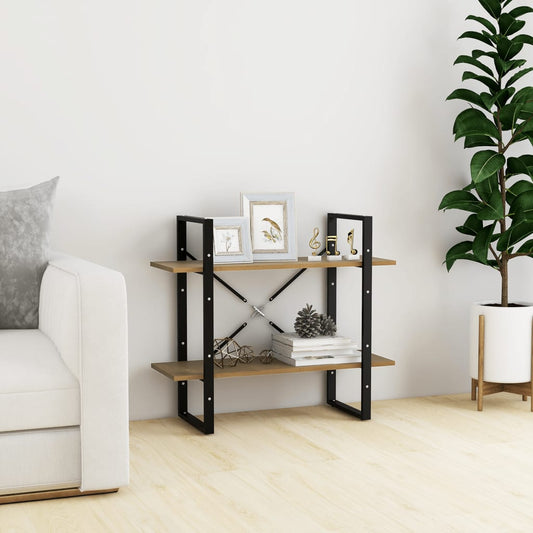 Berkfield 2-Tier Book Cabinet Brown 80x30x70 cm Solid Pine Wood