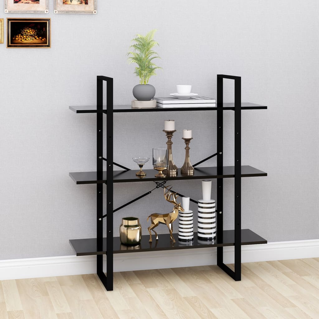 Berkfield Book Cabinet Black 100x30x105 cm Engineered Wood