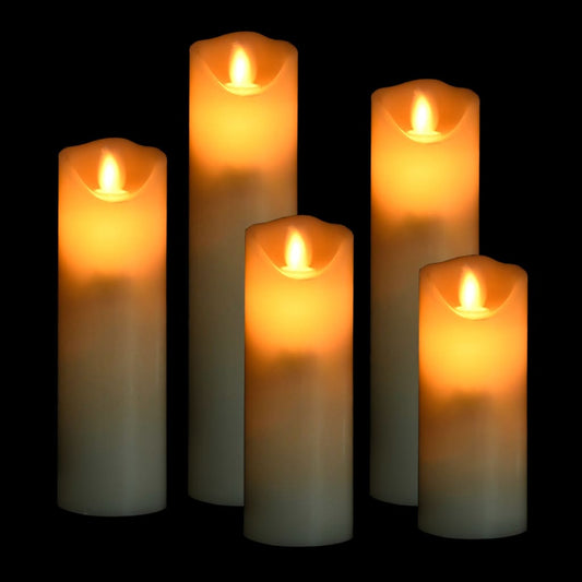 Berkfield 5 Piece Electric LED Candle Set with Remote Control Warm White