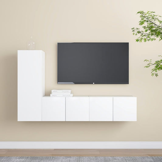 Berkfield 3 Piece TV Cabinet Set White Engineered Wood
