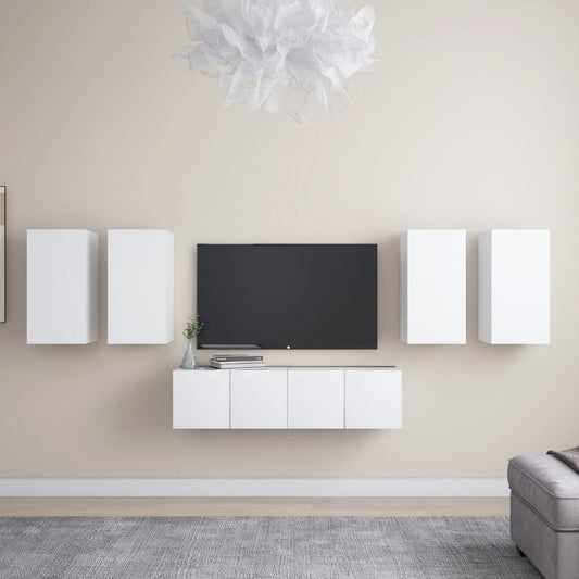 Berkfield 6 Piece TV Cabinet Set White Engineered Wood