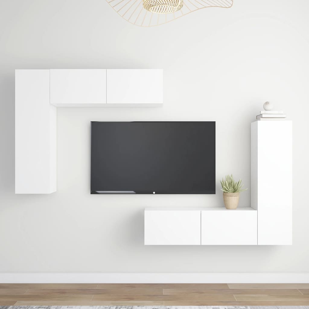 Berkfield 4 Piece TV Cabinet Set White Engineered Wood