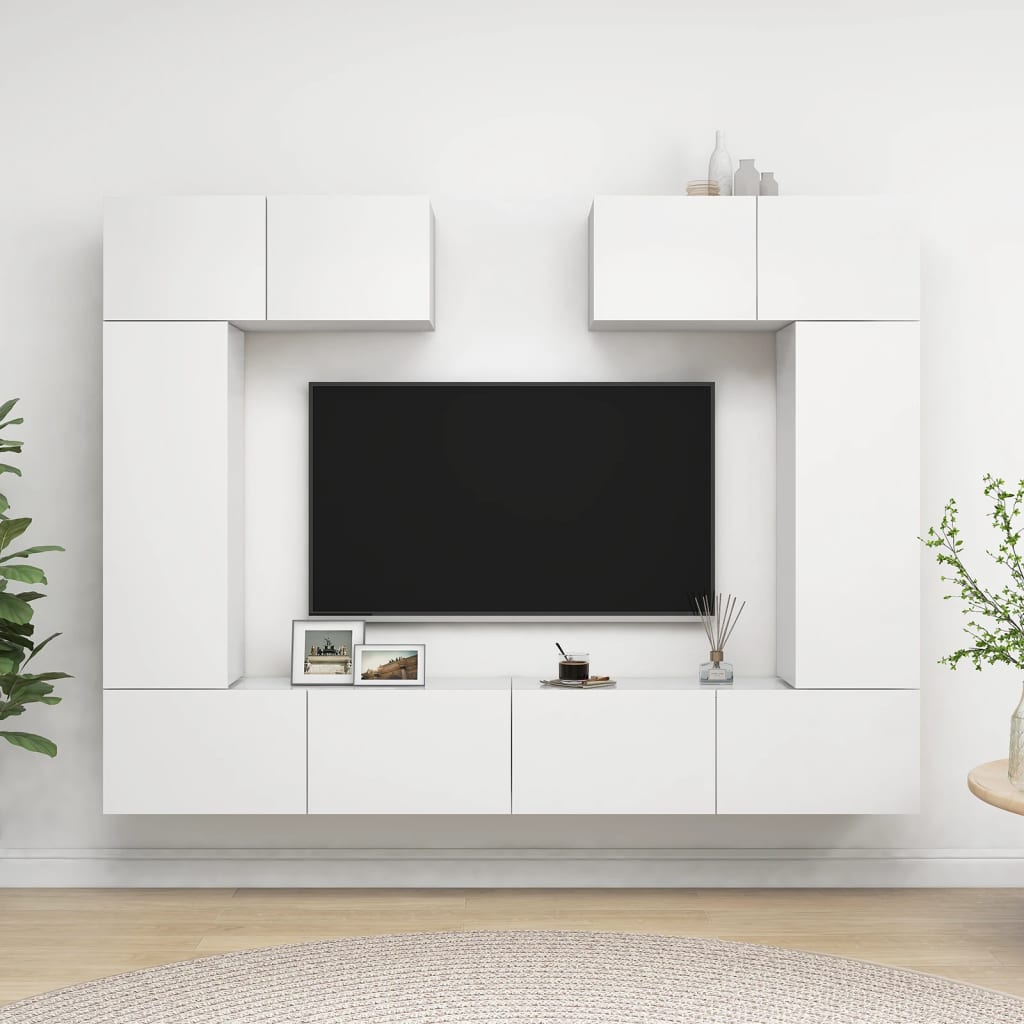 Berkfield 6 Piece TV Cabinet Set White Engineered Wood
