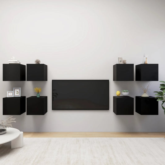 Berkfield Wall Mounted TV Cabinets 8 pcs Black 30.5x30x30 cm