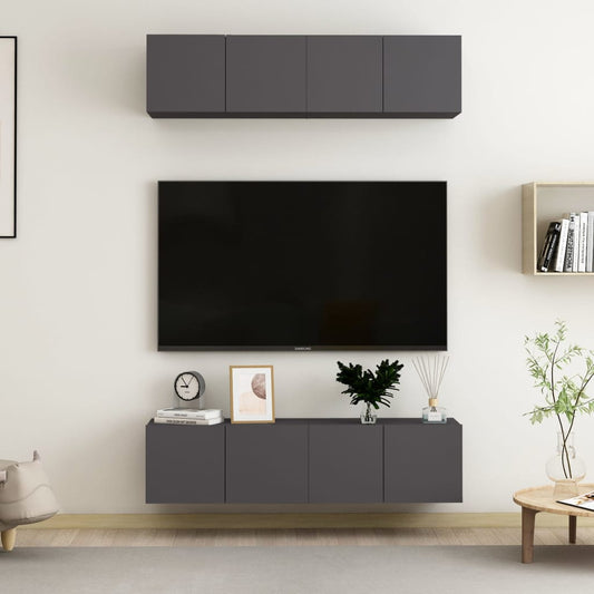 Berkfield TV Cabinets 4 pcs Grey 60x30x30 cm Engineered Wood
