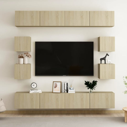 Berkfield 8 Piece TV Cabinet Set Sonoma Oak Engineered Wood