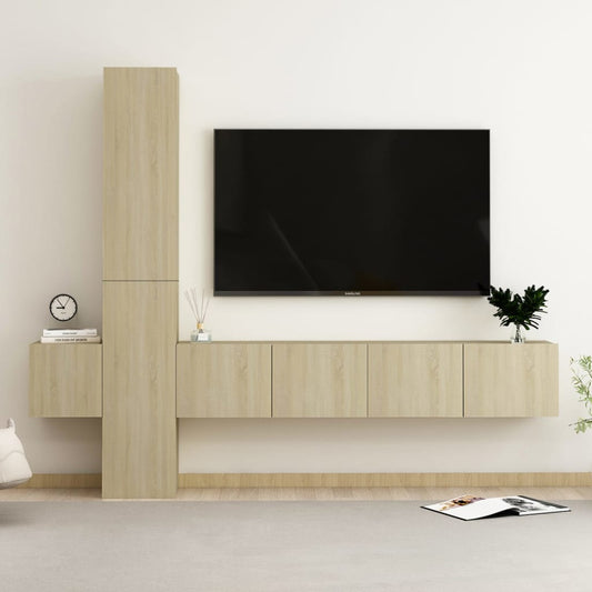 Berkfield 5 Piece TV Cabinet Set Sonoma Oak Engineered Wood