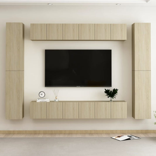 Berkfield 10 Piece TV Cabinet Set Sonoma Oak Engineered Wood