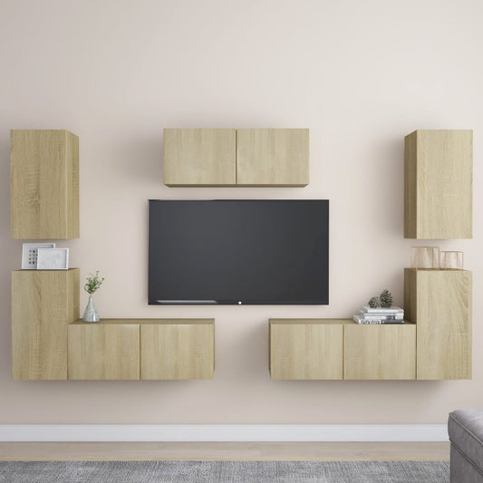Berkfield 7 Piece TV Cabinet Set Sonoma Oak Engineered Wood