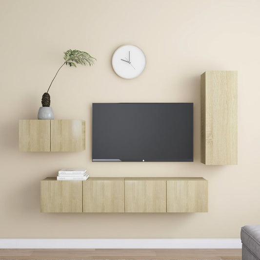 Berkfield 4 Piece TV Cabinet Set Sonoma Oak Engineered Wood