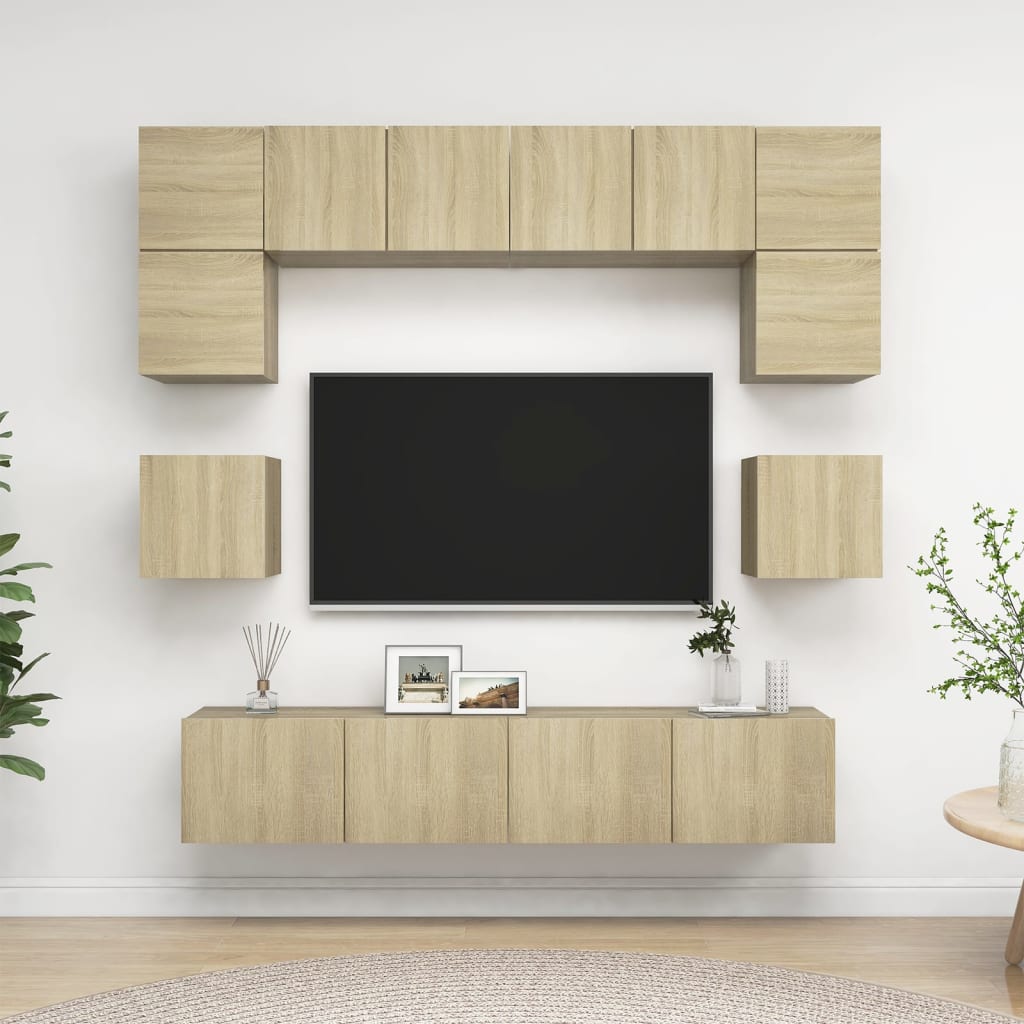 Berkfield 8 Piece TV Cabinet Set Sonoma Oak Engineered Wood