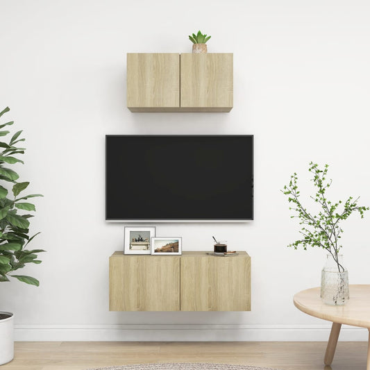 Berkfield 2 Piece TV Cabinet Set Sonoma Oak Engineered Wood