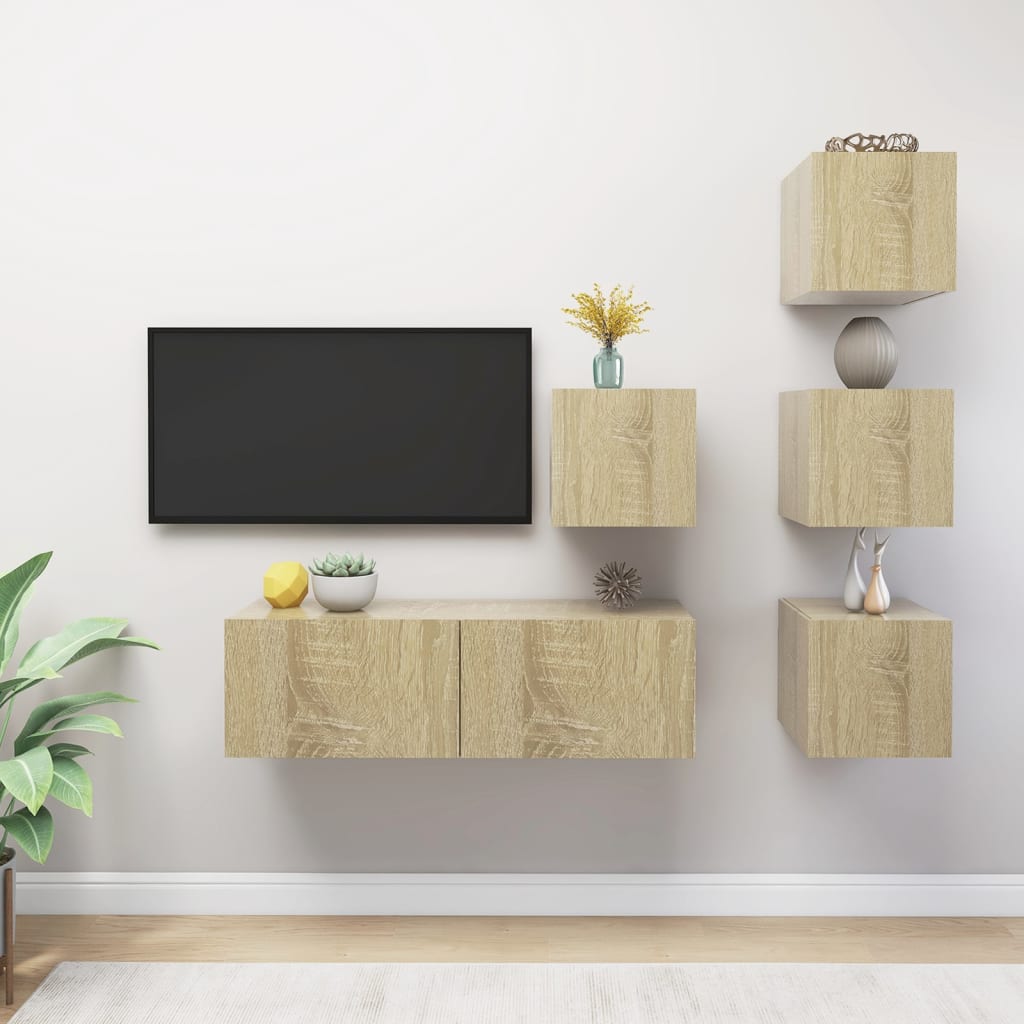 Berkfield 5 Piece TV Cabinet Set Sonoma Oak Engineered Wood