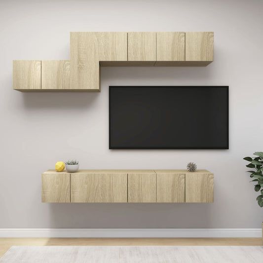 Berkfield 7 Piece TV Cabinet Set Sonoma Oak Engineered Wood