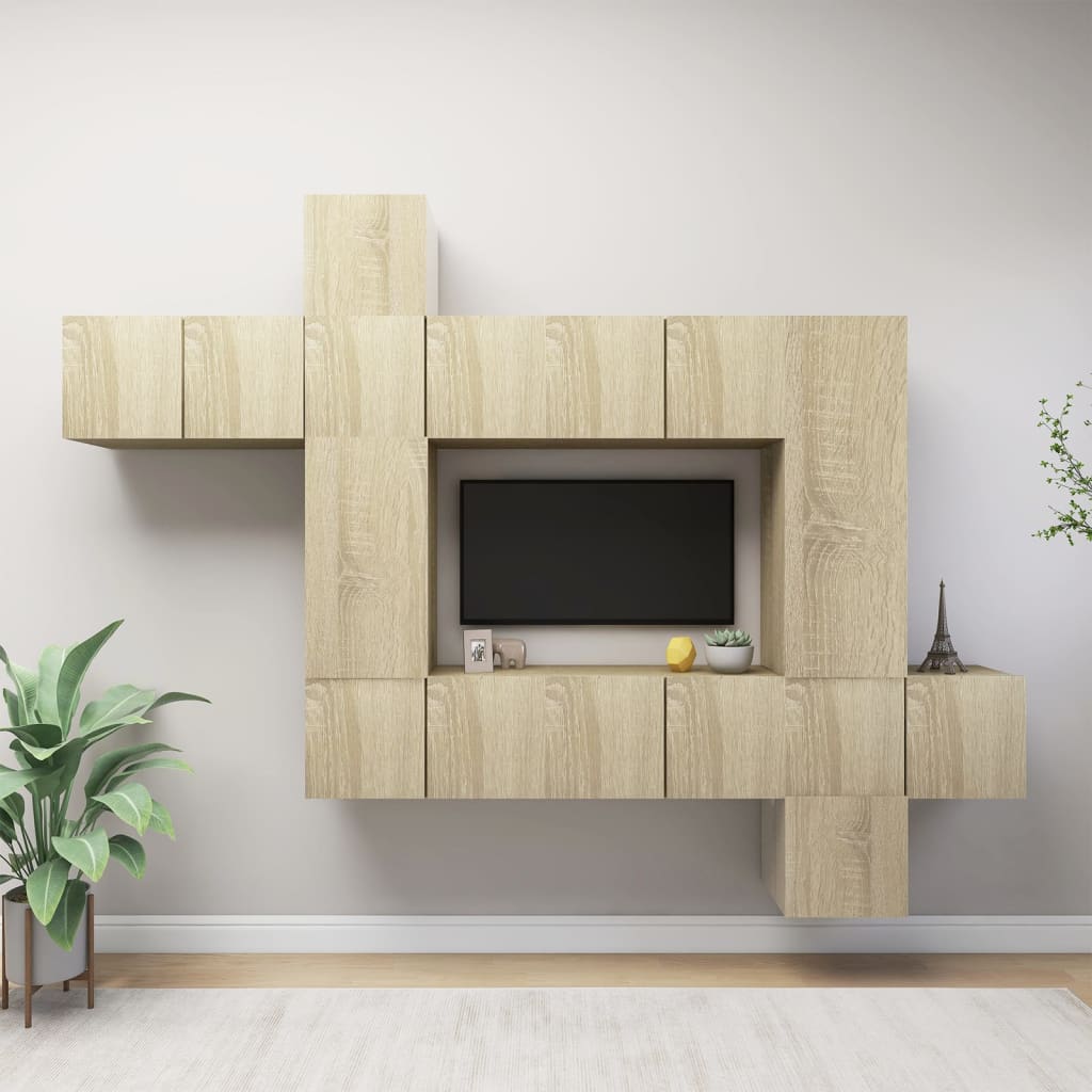 Berkfield 10 Piece TV Cabinet Set Sonoma Oak Engineered Wood