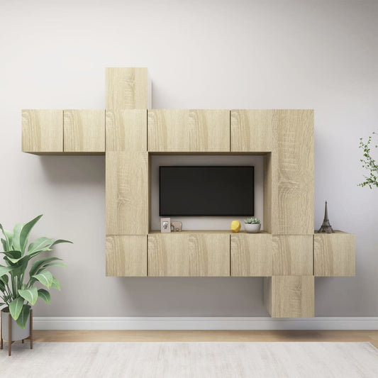 Berkfield 10 Piece TV Cabinet Set Sonoma Oak Engineered Wood