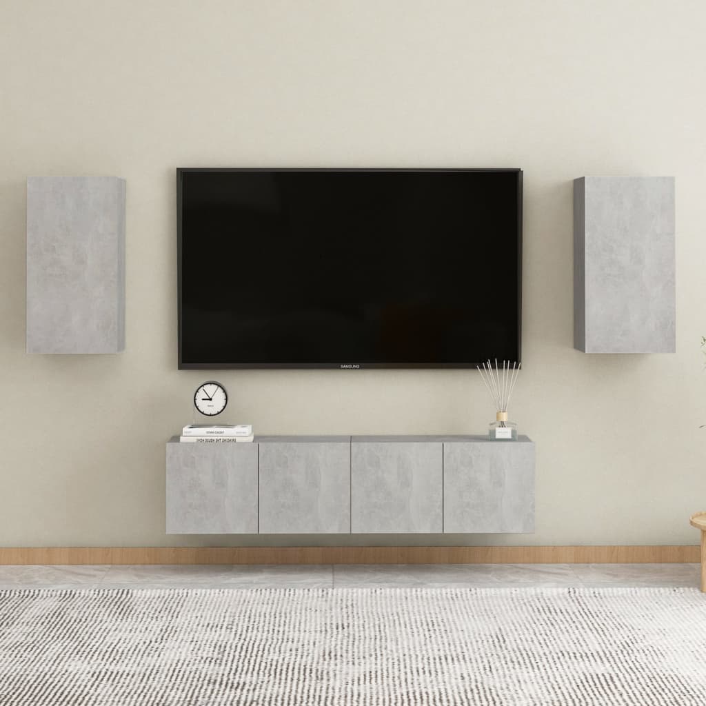 Berkfield 4 Piece TV Cabinet Set Concrete Grey Engineered Wood