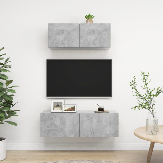 Berkfield 2 Piece TV Cabinet Set Concrete Grey Engineered Wood