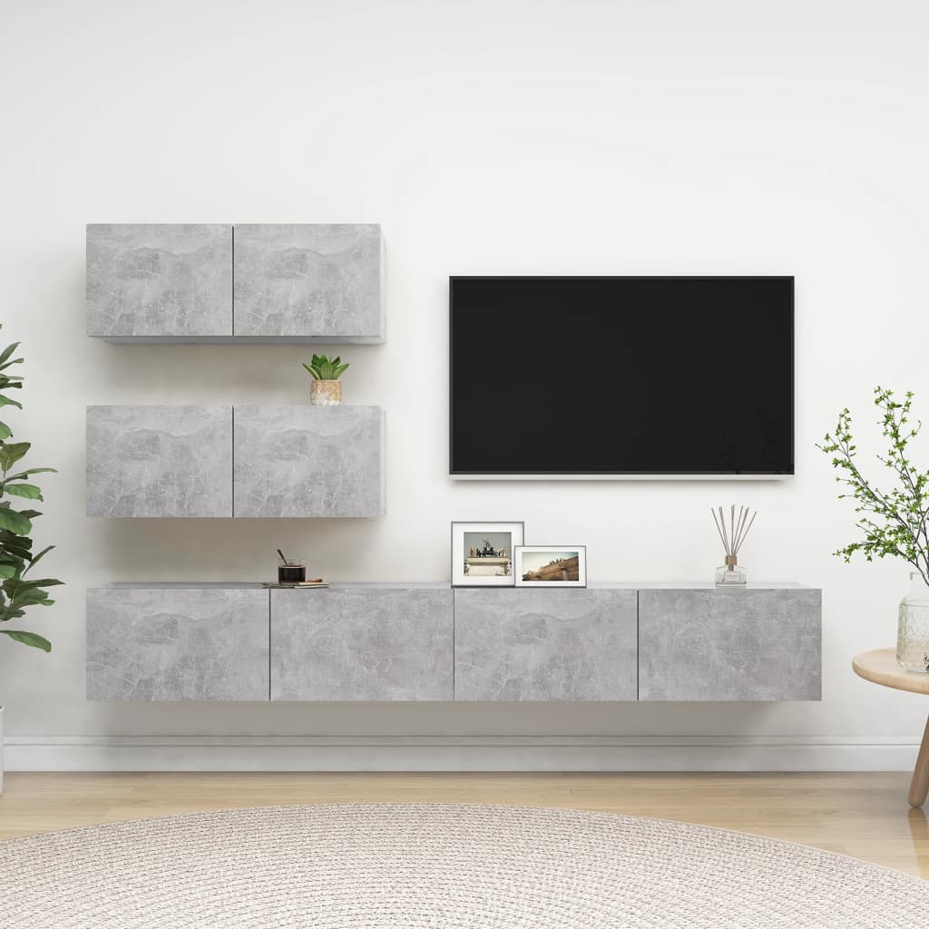 Berkfield 4 Piece TV Cabinet Set Concrete Grey Engineered Wood